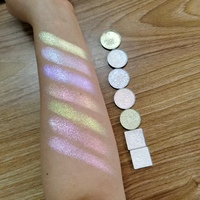Vente en gros surligneurs à haute pigmentation de 36mm palette de surligneurs holograghiques 6 couleurs surligneur pour le visage duochrome maquillage