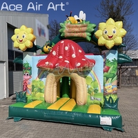 Structure gonflable géante commerciale abeille, tournesol et champignon, avec toboggan combiné, pour location de fêtes d'enfants