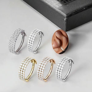 Xinfocus 다이스 귀걸이 연골 소라 나선 귀걸이 후프 클리어 CZ 힌지 세그먼트 <span class=keywords><strong>316L</strong></span> 외과 용 스틸 바디 피어싱 쥬얼리 - Product Image 4