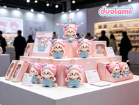 Porte-clés en peluche personnalisé, mascotte mignonne à cheveux roses, pour souvenir d'entreprise