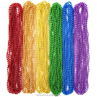 Colliers de perles en plastique en gros pour usine, violet, or, vert, métalliques, pour Mardi Gras, carnaval, fête, accessoires de costume, imperméables, durables