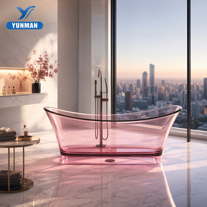 Baignoire en résine transparente rose Artistic Glamour, certifiée CE SAA, baignoire de luxe pour <span class=keywords><strong>spa</strong></span> personnel, baignoire de relaxation haut de gamme - Product Image 3