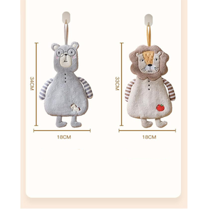 Essuie-mains absorbants en molleton de corail super doux avec boucle suspendue Séchoir rapide <span class=keywords><strong>pour</strong></span> cuisine salle de bain ODM OEM essuie-mains lion mignon - Product Image 2