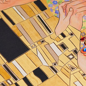 Vente en gros, chef-d'œuvre artisanal de qualité muséale, la célèbre peinture à l'huile Le baiser de <span class=keywords><strong>Klimt</strong></span>, peinture artistique en laiton, papier peint, décoration intérieure - Product Image 5