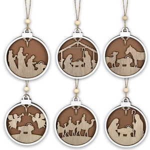 Wholesale <b>Wooden</b> Christmas Ornaments New <b>Animal</b> <b>Carving</b> Hanging Decorations for Christmas Tree and Home Decor Dropshipping - Product Image 3