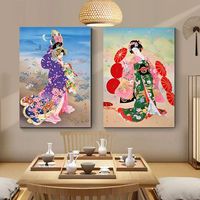 Murale murale japonaise personnalisable Geisha, papier peint élégant Ukiyo-e pour la décoration d'hôtels et de restaurants