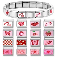 Pulsera de Acero Inoxidable Apilable, Modular y Multifuncional de la Serie Roja, Regalo Cristiano Creativo para Cumpleaños, Diseño DIY
