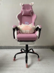 JOHOOFURNITURE Moderner Rosa Bürodrehstuhl aus PVC-Leder Gaming-Sessel mit Fußstütze und Massagefunktion aus Stahl - Product Image 3