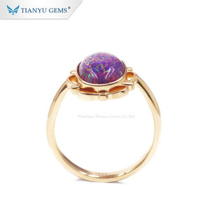 Tianyu Cincin Batu Permata Wanita, Bahan Batu Permata Opal Klasik 18K Emas Kuning - Product Image 4