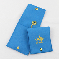 3*4 po Sac de luxe bleu en microfibre pour bijoux Pochette à bijoux en microfibre imprimée avec logo personnalisé Sac en daim recyclé Vente en gros