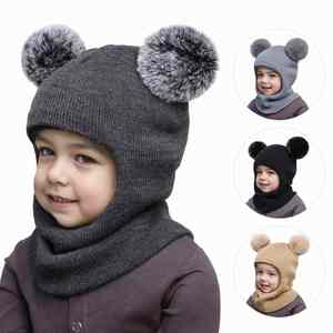 Gorros de Invierno para Niños, Gorro de Punto con Diseño de Oso de Dibujos Animados, Gorro de Invierno Grueso con Bufanda y Orejeras, Conjunto de Gorro Cálido para Niños - Product Image 6