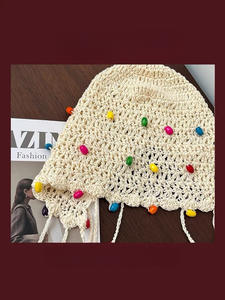 GX-Pullover Hat Chapeau tressé Chapeau <span class=keywords><strong>pour</strong></span> femme Bohème Colorful Beaded Pendant Hook Hat - Product Image 2