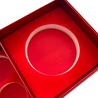 Boîte cadeau de luxe personnalisée avec logo, insert rond en EVA, emballage en carton rouge premium pour bague, collier, boucles d'oreilles