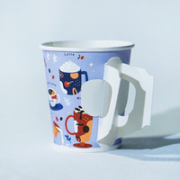 Vaso de Papel Kraft Resistente y Confiable de Alta Calidad de 280 g/m² y 300 g/m² con Asa para Chocolate Caliente, Cacao y Té