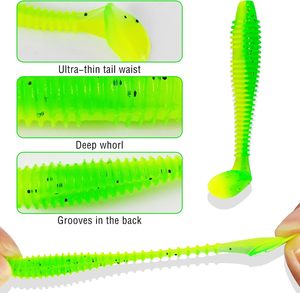 20 piezas/bolsa 4.5cm 5.5cm 6.5cm 7.5cm Set de Señuelos Blandos Multicolor, Señuelos de Pesca con Cola en T y Cola de Paleta, Señuelo Biónico Tipo Gusano Swimbait - Product Image 3