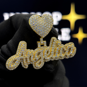 Collar Personalizado con Colgante de Corazón Estilo Hiphop, Chapado en Oro, con Letras Escritas en Estilo Iced Out, con Moissanita, para Mujeres y Hombres - Product Image 3