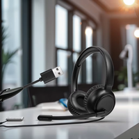 OEM Verbessertes USB 3,5mm 2-in-1 Kabelgebundenes Stereo-Headset Kristallmikrofon Geräuschunterdrückung Lautstärkeregelung Stummschalttaste für Telefone