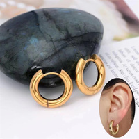 Bijoux à la mode imperméables minimalistes en acier inoxydable Huggie hypoallergéniques-Boucles d'oreilles classiques en plaqué or 18 carats