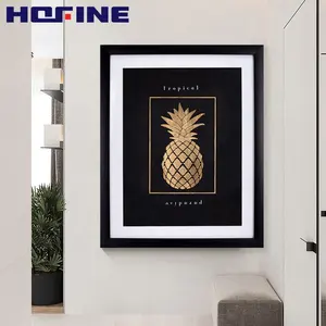 HOFINE – texte imprimé noir, image, texte carré, revêtement doré, peintures décoratives pour la maison