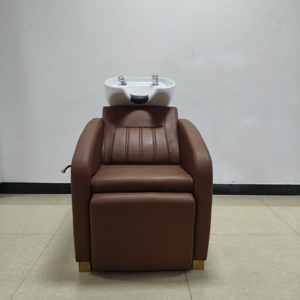 เก้าอี้ตัดผมหนังเทียมร่วมสมัยพร้อมปั๊มไฮดรอลิกปรับความสูงได้ ชุดเฟอร์นิเจอร์ร้านเสริมสวย สีดำและสีขาว - Product Image 2