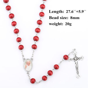 Chapelet catholique Risingmoon en bois rouge, chapelet de l'évêque, collier du pape - Product Image 4