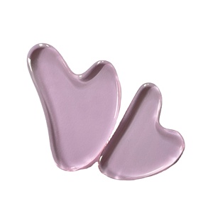 Outil de Massage du visage forme de coeur imité Jade Durable rose violet verre Guasha marque privée personnalisé Gua Sha pour le corps cou visage - Product Image 1