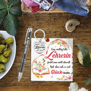 Regalo de Despedida para Maestros HOWAF, Letreros de Puerta en Forma de Corazón con Tema Floral Impresos con UV en Acero Inoxidable, Lápiz y Llavero de Agradecimiento - Product Image 3