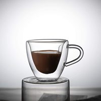 Mug à café en verre borosilicate à double paroi isolé, design moderne en forme de cœur, écologique, 8 oz, transparent avec poignée sans BPA