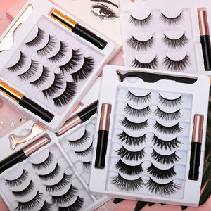 थोक 3D चुंबकीय झूठी Eyelashes 5 चुंबक के साथ अशुद्ध मिंक चुंबकीय Eyelashes आईलाइनर निजी लेबल - Product Image 3