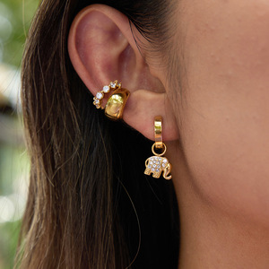 Elegant <b>Elephant</b> Rhinestone Drop Earrings Stainless Steel <b>Gift</b> Jewelry Fashion Animal Shape Earrings - Product Image 2