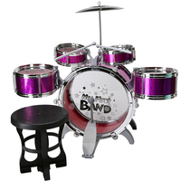 HUASHENG Popular Toy Kids Drums Set Children Percussion Musical Instrument Jazz Drums Toy Set With Stool