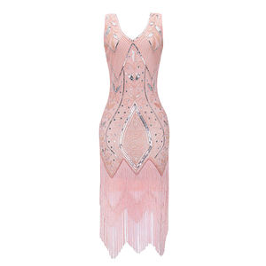 <span class=keywords><strong>Robe</strong></span> de soirée à bretelles, vêtement <span class=keywords><strong>Vintage</strong></span>, grand gatsby, à paillettes, col en V pour femmes, <span class=keywords><strong>1920</strong></span> - Product Image 6