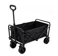 Chariot de camping pliable OEM ODM avec roues de 5 pouces, conception extensible à l'arrière, poignée de traction réglable, pour le shopping, le camping en plein air, vente en gros