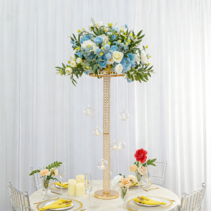 LANJO Professional Luxury Gold Metal Flower <b>Stand</b> 80cm Tall Wedding <b>Crystal</b> Centerpiece with Clear Acrylic Ball Model JY-T8089 - Product Image 6