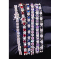 Bracelet de tennis Hip Hop en argent plaqué or blanc 3mm 4mm 5mm Citrine violet vert bleu rubis diamant Bracelet de tennis pour femme