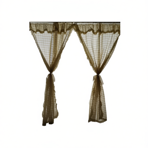 Panel de Cortinas Caladas de 2m de Alto x 2.50m de Ancho con Diseño a Cuadros, Cortinas Transparentes para Ventana - Product Image 1