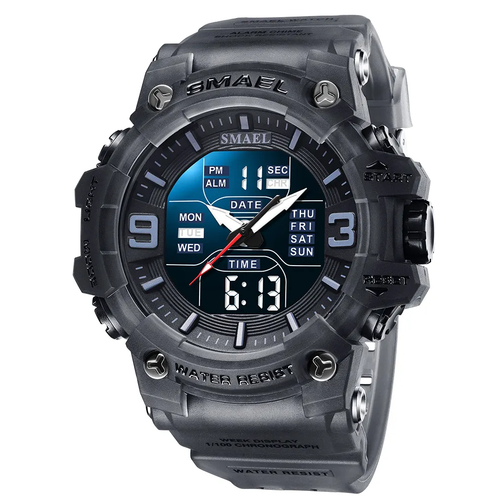 Sport Brand SMAEL 8049 Electronic Watch Digital Men Wristwatches White G Style Waterproof Swim Male Watch