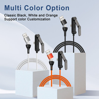 Cable de Juego Privado 2 en 1, Doble Puerto Tipo A+C a Tipo C, 60W, 1m (3.3 pies), Cable Tipo C Trenzado de Nailon con Soporte para Teléfono con Rotación de 360°
