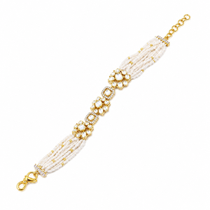 Elegant 925 Silver <b>Bracelet</b> with White <b>Beads</b> and <b>Gold</b> Accents Traditional Indian Jewelry for Women - Product Image 5