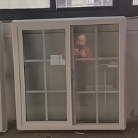 Fenêtre à double battant en PVC de style américain, fenêtre UPVC, prix d'usine en Chine