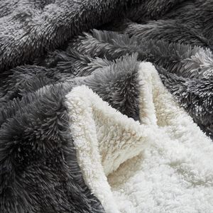 Sang trọng Fluffy Comforter thiết lập kích thước đầy đủ hỗn hợp màu đen và trắng flannel Sherpa giường Comforter Bộ - Product Image 4
