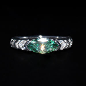 호루스의 절묘한 패션 눈 1 <span class=keywords><strong>CT</strong></span> 말 눈 그린 모이사나이트 반지 S925 스털링 실버 커플 다이아몬드 반지 - Product Image 2