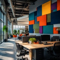 Panneau acoustique en feutre PET personnalisé coloré noir blanc gris NRC 0.9, panneau mural insonorisant en fibre de polyester imprimé
