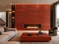 Dalles de quartzite rouge jaspe pour îlots de cuisine, tables basses, meubles-lavabos de salle de bain, comptoirs de bar, murs décoratifs et vasques en pierre
