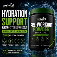 Poudre pré-entraînement électrolytique pour le soutien de l'hydratation, la concentration et la stimulation musculaire