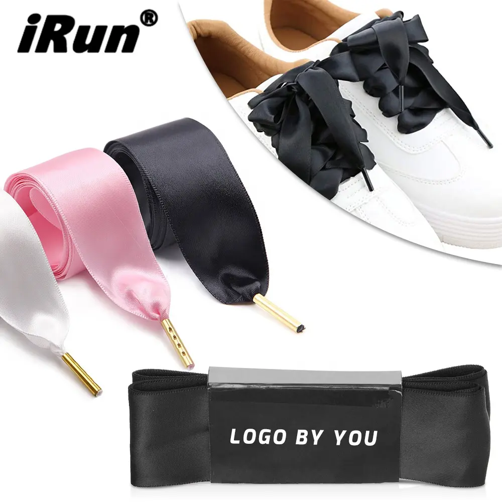 iRun Custom Colors Satin Shoelaces Pretty Flat Wide Satin Ribbon Silk Shoelaces for Girl Sneaker Shoes