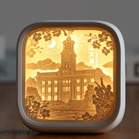 Lampe de nuit 3D en papier découpé, décoration souvenir pour fête à domicile, lampe d'ambiance artistique, veilleuse de Noël personnalisée avec contrôle tactile USB