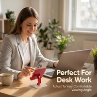 Support de téléphone carré en acrylique rouge personnalisé à faible MOQ, pliable et réglable multi-angles, pour bureau et selfies