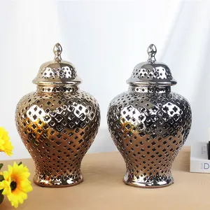 gold ginger jar ceramic vases modern small ginger jar silver ginger jars luxury porcelain home decor wholesale