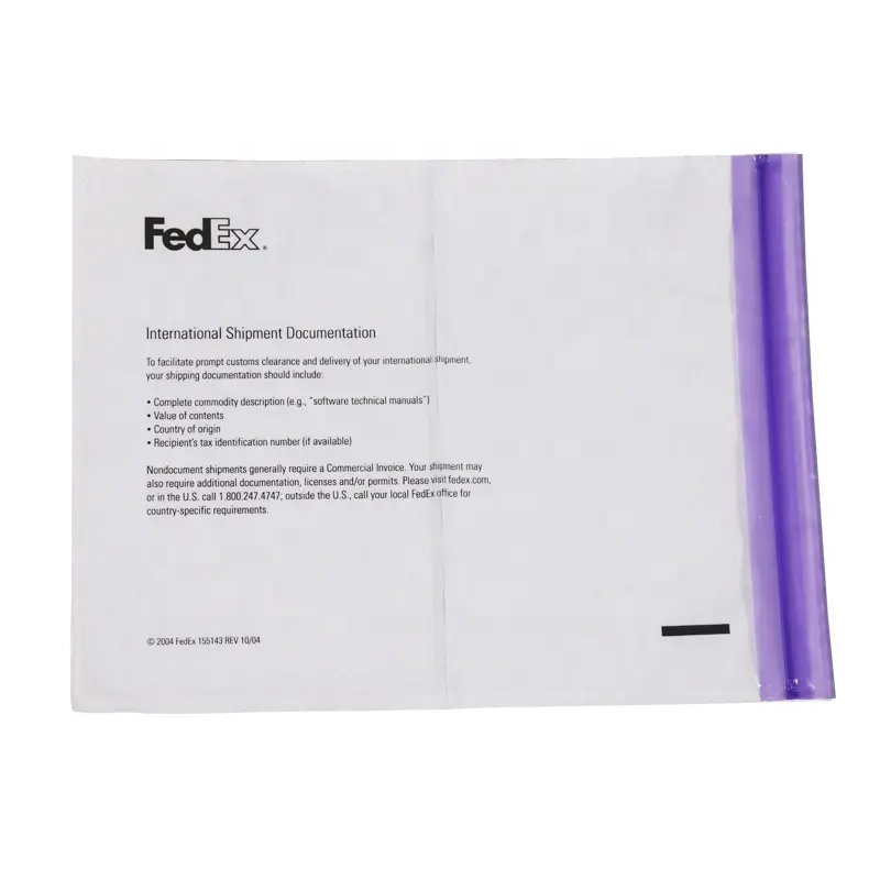 Fedex na Lista Da Embalagem bolsa De Plástico envelope